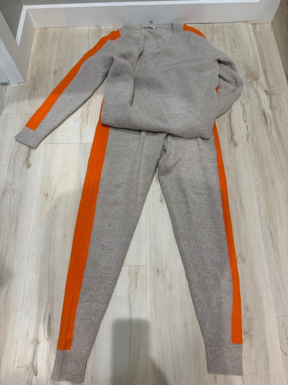 ASOS Neutral Gray Track Joggers with Orange Side Stripe